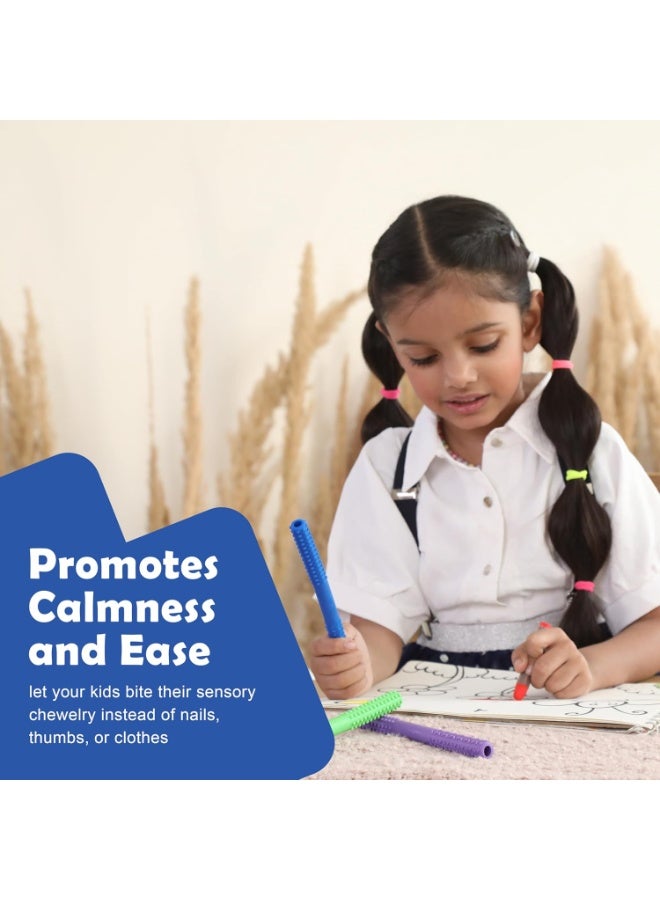 abley's Sensory Chew Tubes, Textured Silicone, Set of 2 (Purple & Green) - Image 5